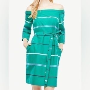 Ann Taylor Off-Shoulder Belted Dress with Pockets